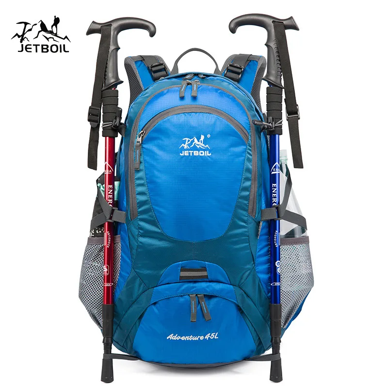 Jetboil 45L Waterproof Waist Backpack Outdoor Sports 450D Nylon Waterproof Mountaineering Bag Professional Double Shoulder Bag