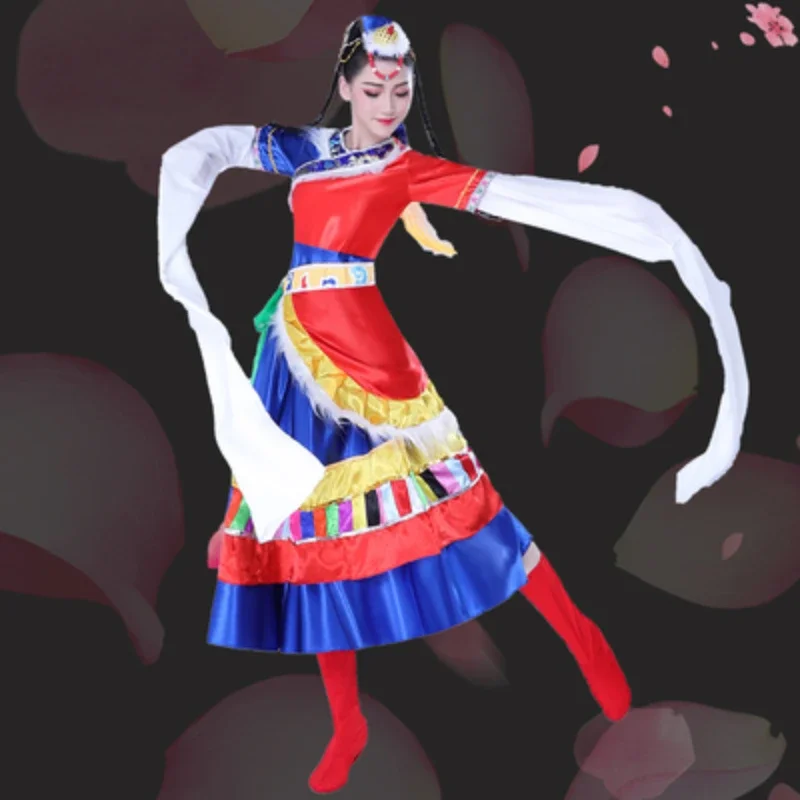 High quality Tibetan dance performance costumes Ethnic minority dance performance costumes Xizang Zhuoma Square dance suit