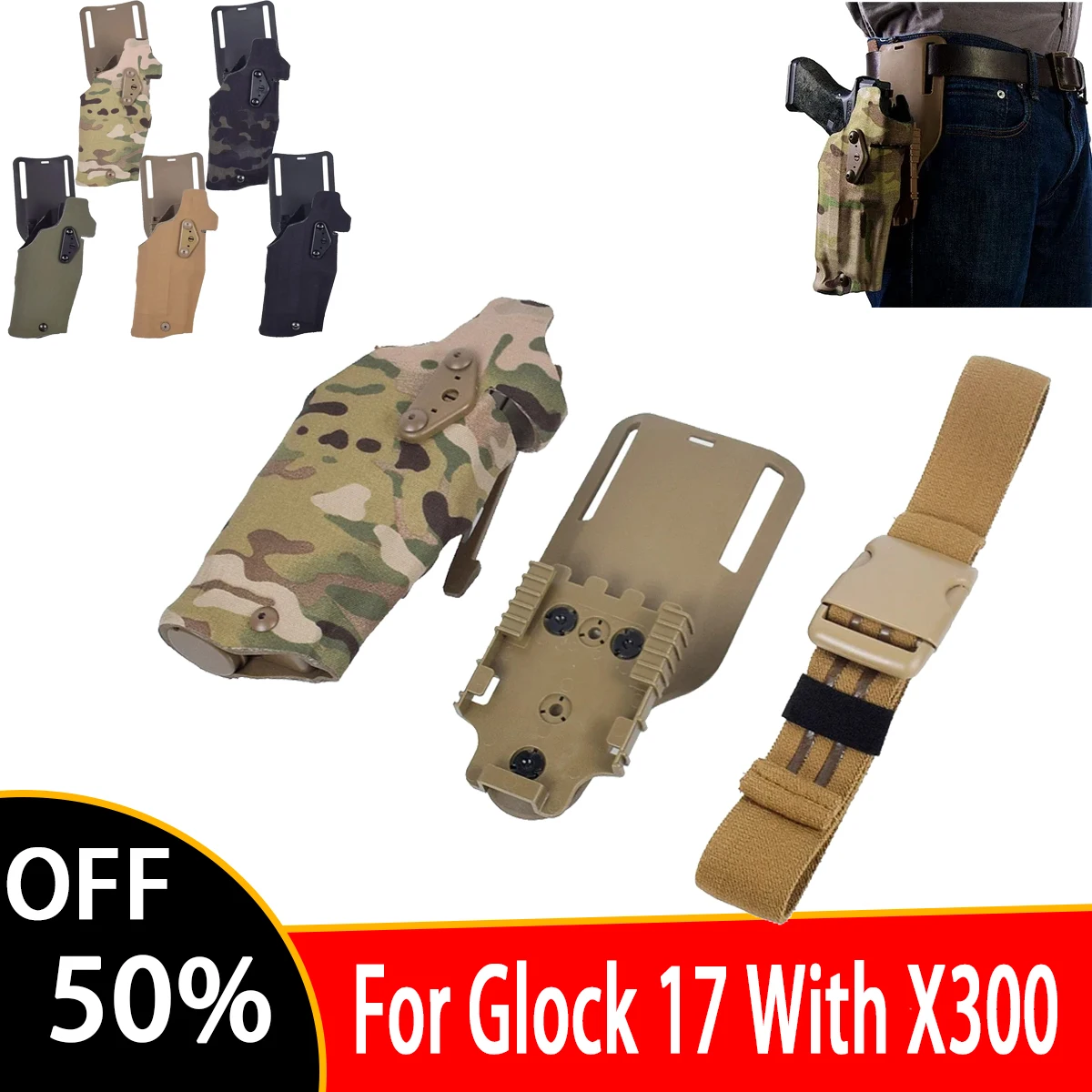 

Tactical 63 54 DO Pistol Holster For Glock 17 19 With X300 Ultra Flashlight Quick Release Right Hand Drop Leg Gun Holsters