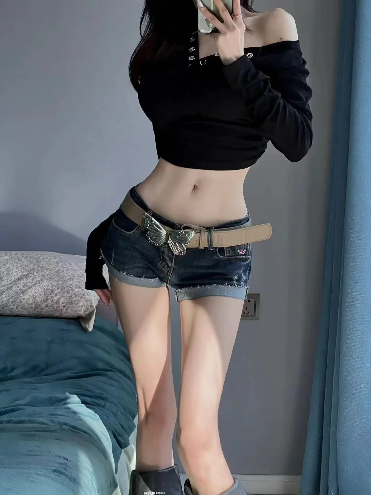 

Женские винтажные облегающие джинсы с высокой талией в американском стиле ретро, шикарные утягивающие летние модные шорты для девочек, модные женские шорты