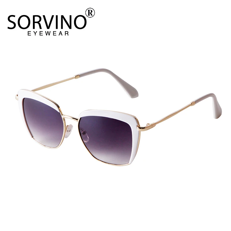 SORVINO Fashion Square Women's Sunglasses Luxury Brand Metal Half Frame Sunglasses Trend 2024 Vintage Red Pink Shades UV400