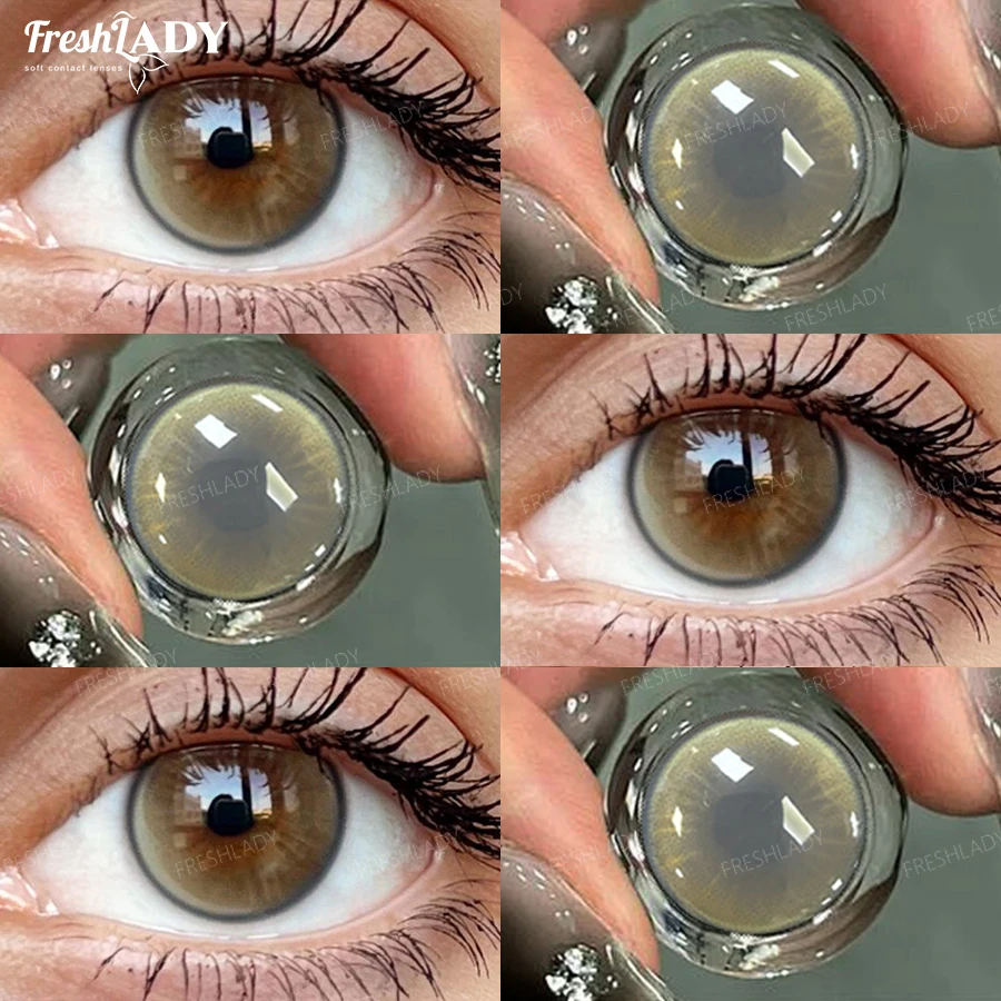 Freshlady 1 Paar Braune Kontaktlinsen Natürliche Graue Pupillen Augen Kontaktlinsen Große Augen Weiche Linsen 14,50mm Jährliche Verwendung – Detail 3