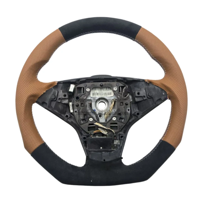 

Горячий новый продукт, коричневый кожаный перфорированный автомобильный руль для BMW E60, автомобильный руль