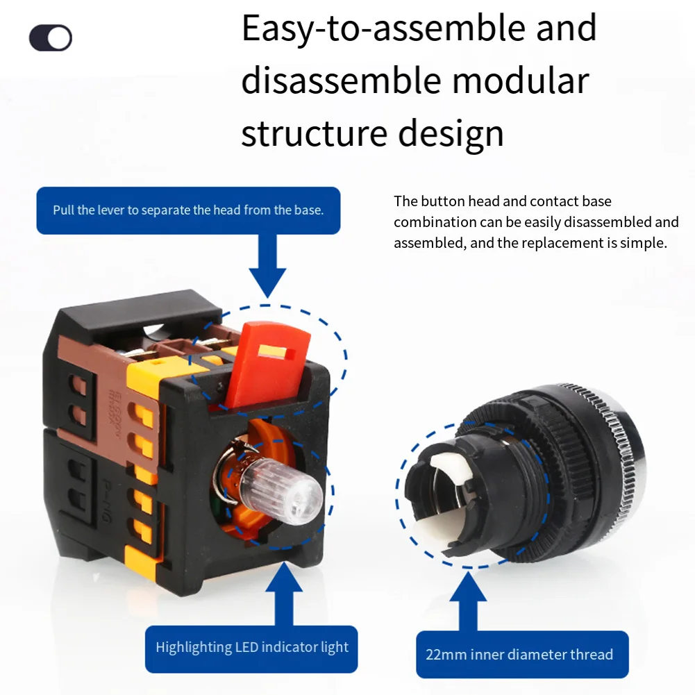 

22mm APBB Exigent Stop Push Button 1NO1NC Red Mushroom Head E-Stop Switches 10A Exigent Stop Pushbutton Switch Tool Part