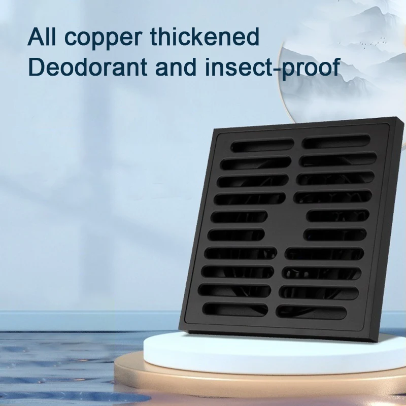 All Copper Floor Drain Deodorant Bathroom Drainage Large Displacement Floor Drain 10x10cm Bathroom Drainage Accessories