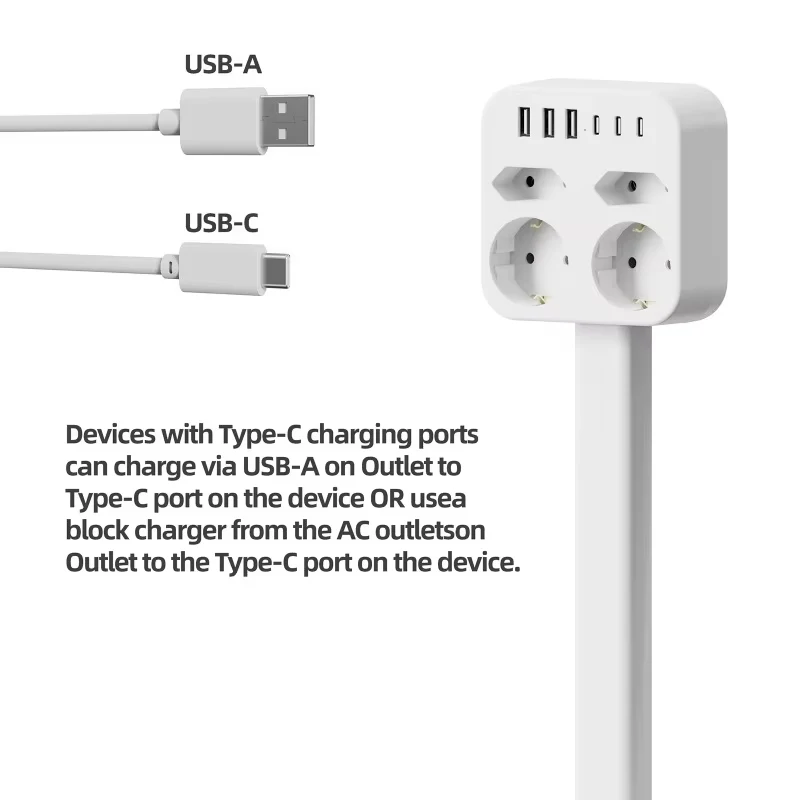 Adjustable Length Electrical Outlet Extender EU US Plug Stretchable Plug Power Outlets Extender 180° 360° Retractable Socket