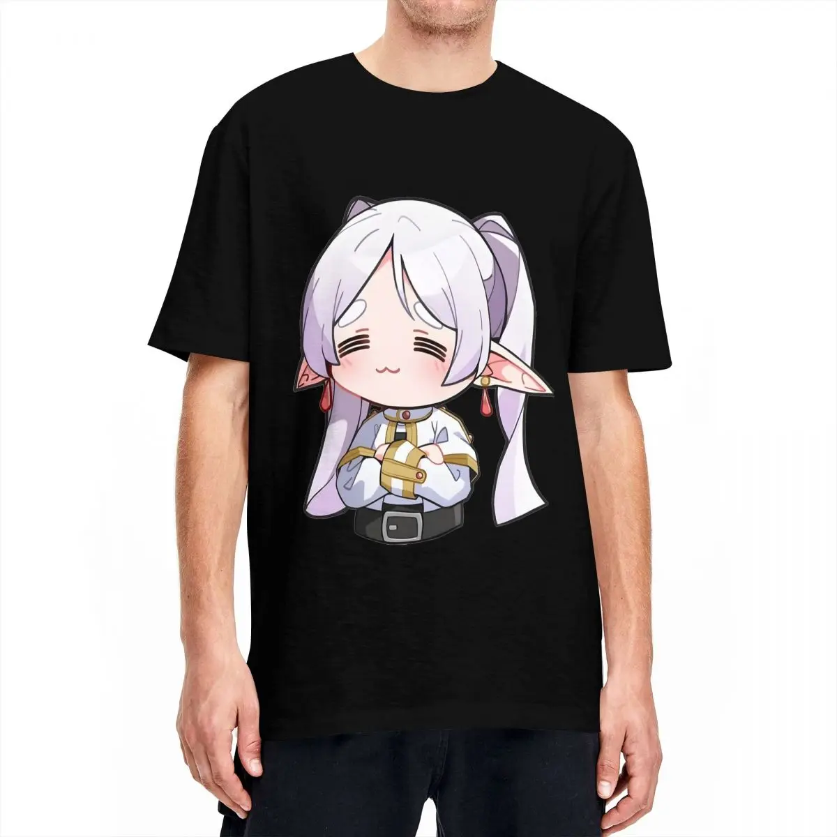 Men Women Frieren Anime Manga T Shirts Cotton Tops Vintage Short Sleeve O Neck Tees Plus Size T-Shirts