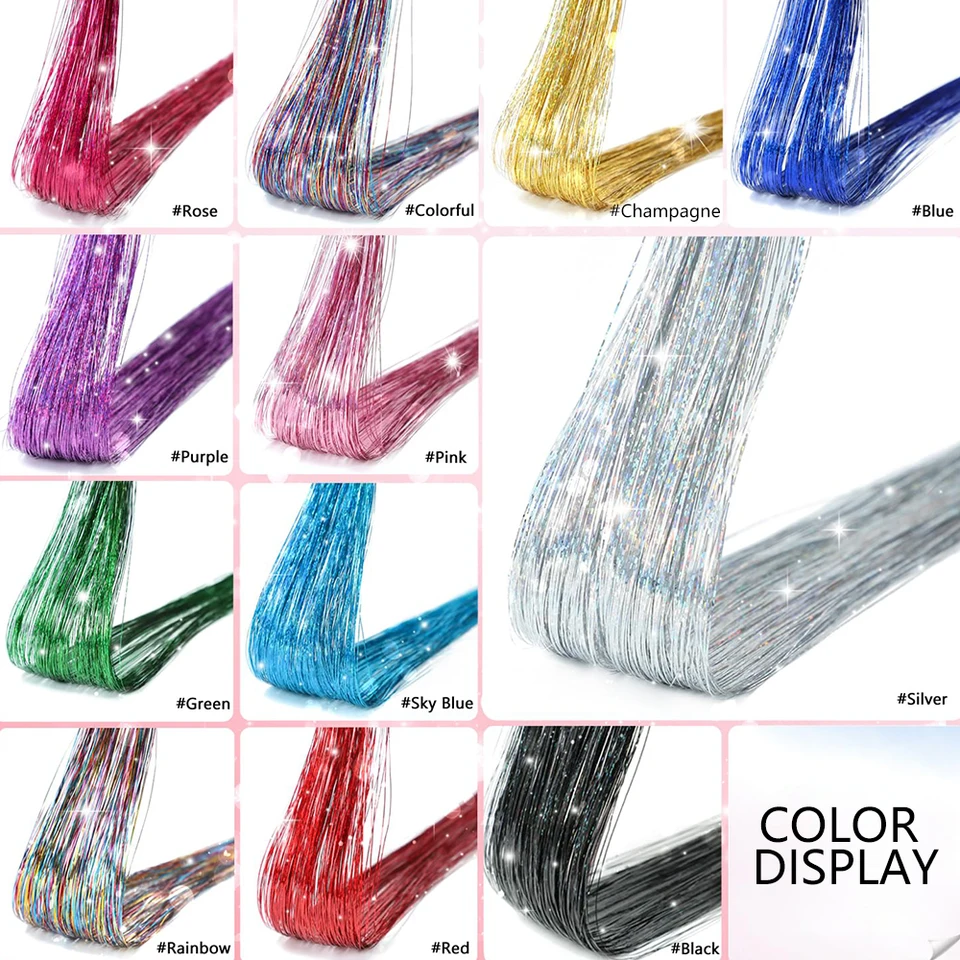 Kit de 6 piezas de tinsel para cabello con clip, brillantina, para fiestas y hadas 6