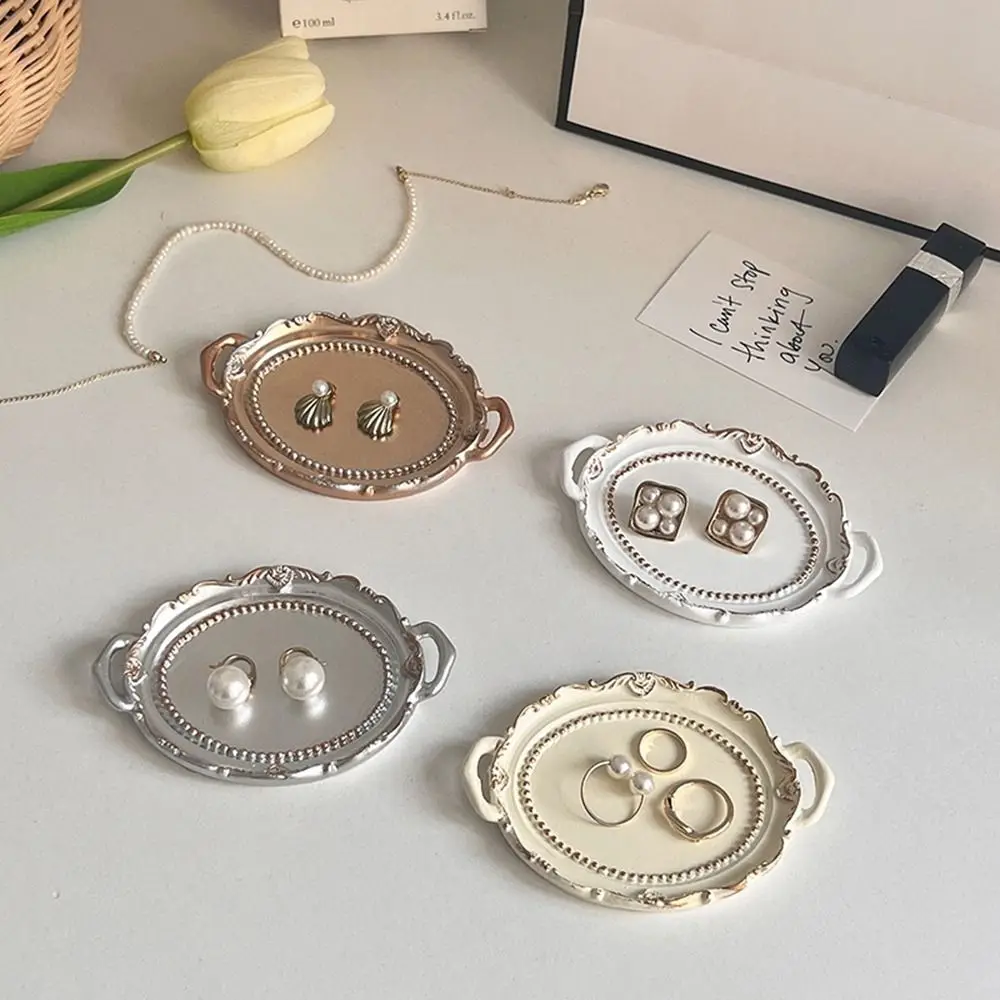New Nordic Decorative Jewelry Plate Resin Retro Jewelry Dish Mini Photo Props Jewelry Display Tray for Necklace Earrings