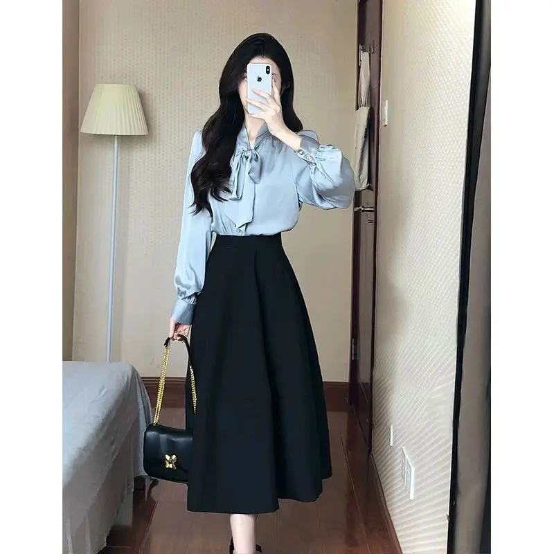 Gentle Tea Series Imperial Sister Light Cooked Style French Bellflower High-end Professional Shirt Half Skirt Two-piece Set For