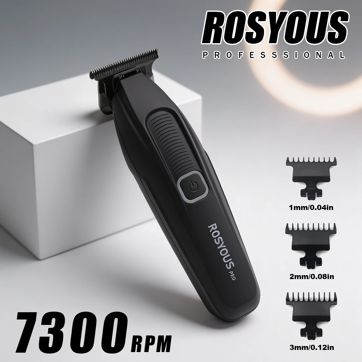 

ROSYOUS RS-078 Professional Cordless Trimmer DLC Zero-Gap T-Blade 7300RPM 1500mAh Battery Low Noise Design for Men's Finishing