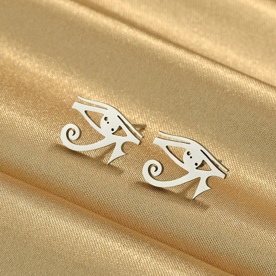 Todorova Vintage Egyptian Eye of Ra Stud Earrings Stainless Steel Earrings for Women Men Amulet Jewelry Gift