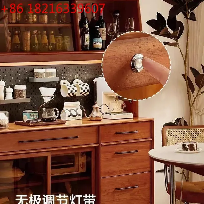 YAOVintage Solid Wood Dining Side Cabinet Wall Mounted Storage Unit for Living Room Sofa Area Floor Standing Locker Furniture