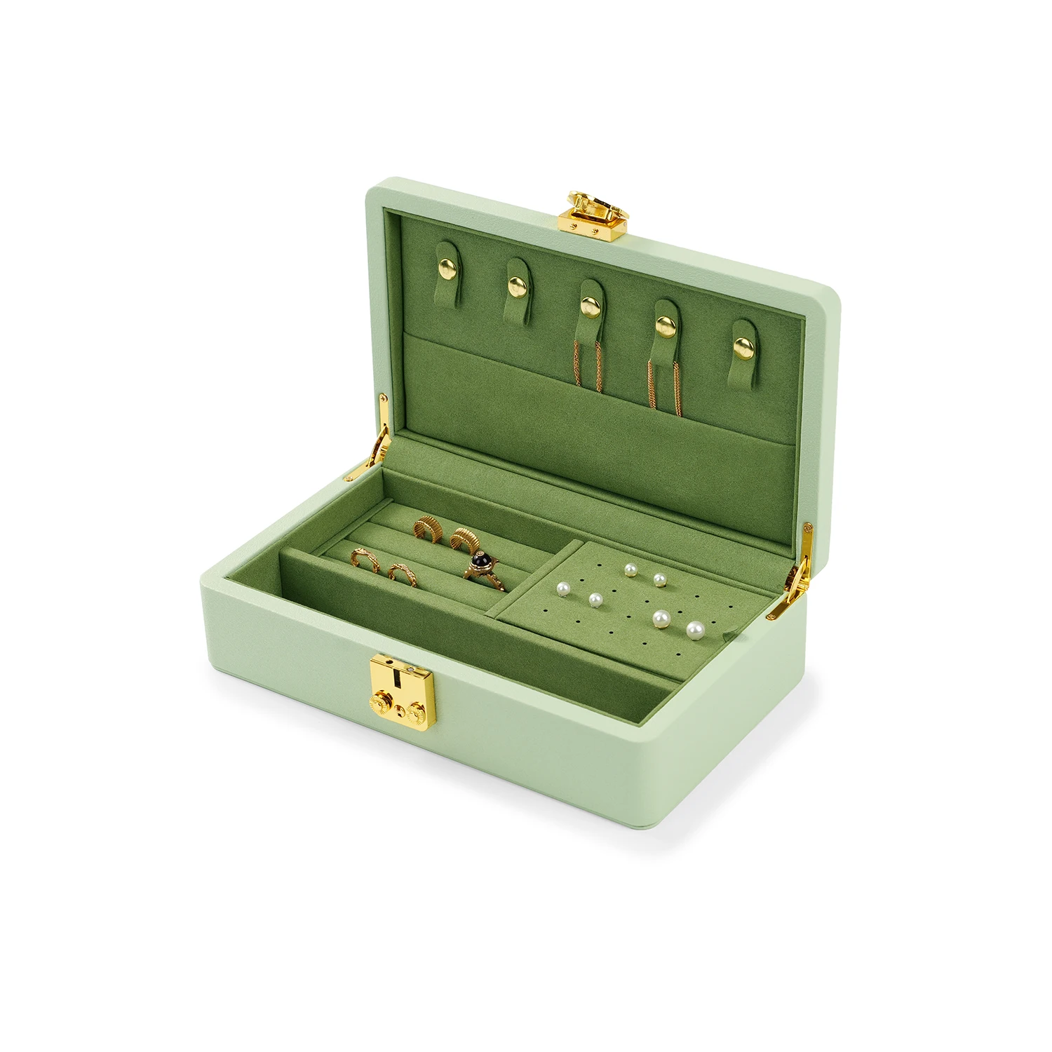 Oirlv Leather Jewelry Box with Lockable Design for Watch Necklace Ring Earring Storage Perfect Birthday & Return Gifts for Young Women