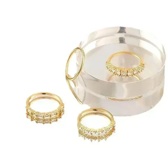 New sweet romantic accessories, gold-plated zircon four-piece women\'s ring, fashion set jewelry.