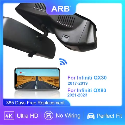 ARB 4K UHD Dash Camera for Infiniti QX30 2017-2019, for Infiniti QX80 2021-2023, OEM Style Car DVR WIFI APP, 2160P G-Sensor