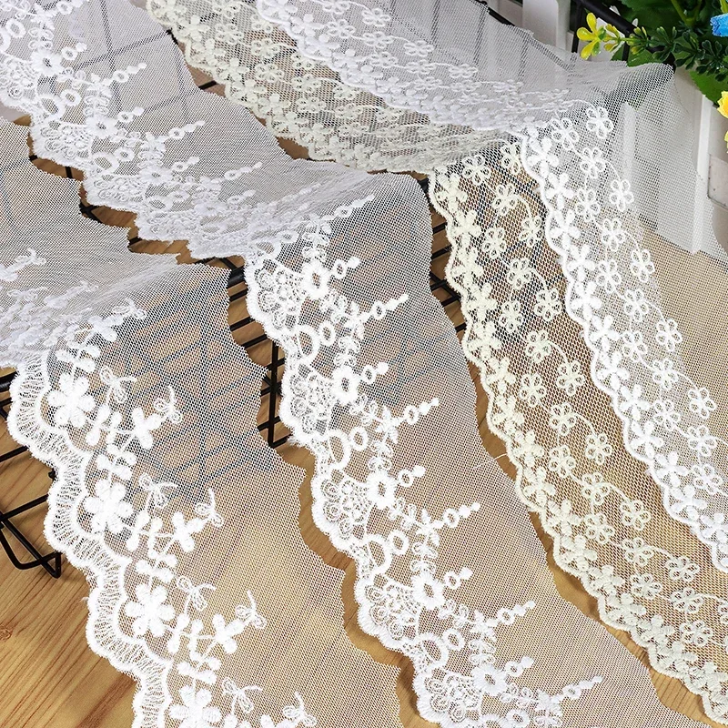 

Белая, бежевая мягкая кружевная отделка, аксессуары для кукольной одежды ручной работы, шитье свадебной цветочной вышивки, кружевная ткань, шторы, сделай сам