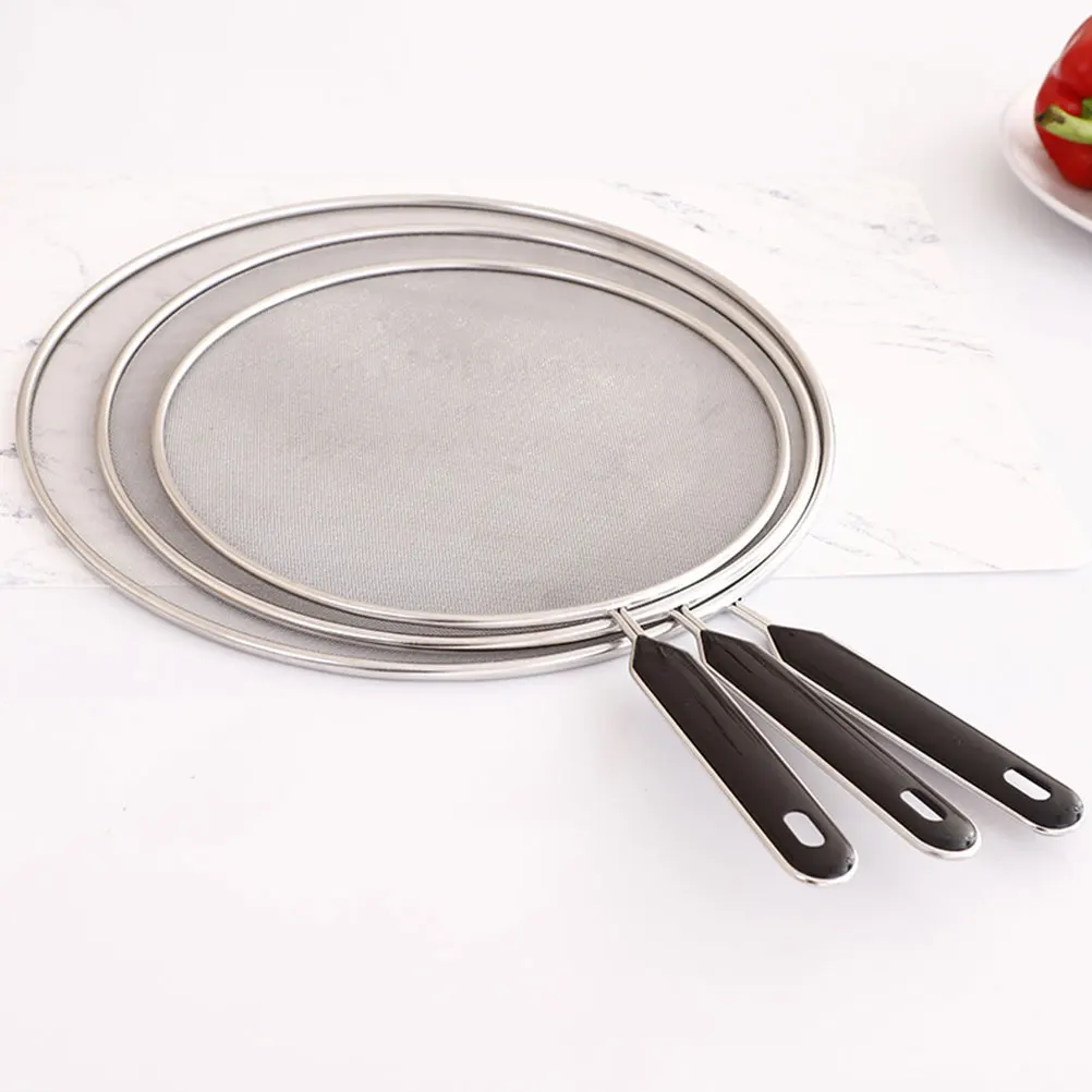 

3pcs Stainless Steel Screen Fine Mesh Anti Oil Splashing Cover For Frying Pan Skillet Cooking Reusable Grease Guard