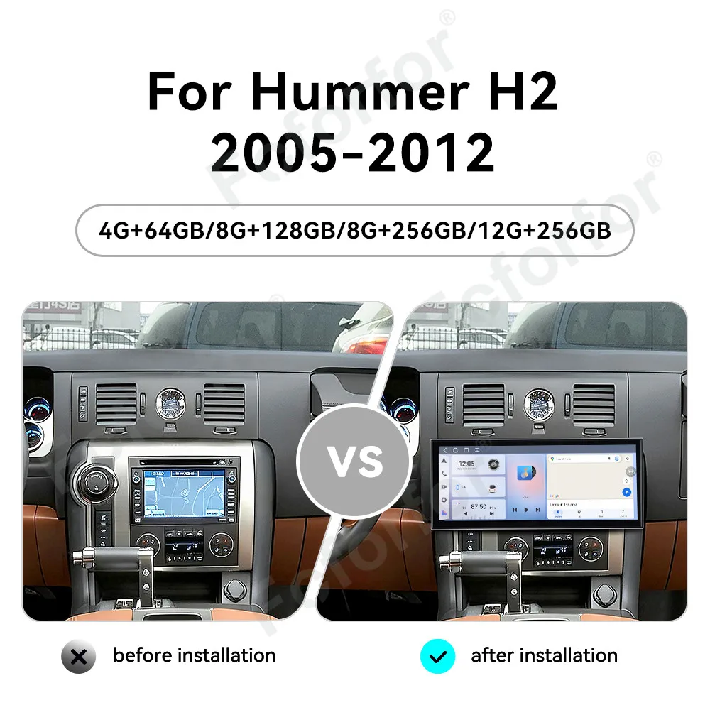 Reproductor Multimedia Premium Full HD para Auto, Radio con Pantalla Táctil Completa de 15.8 Pulgadas, Android 15, GPS, Navegador, Unidad Principal Estéreo para Hummer H2 2005-2012