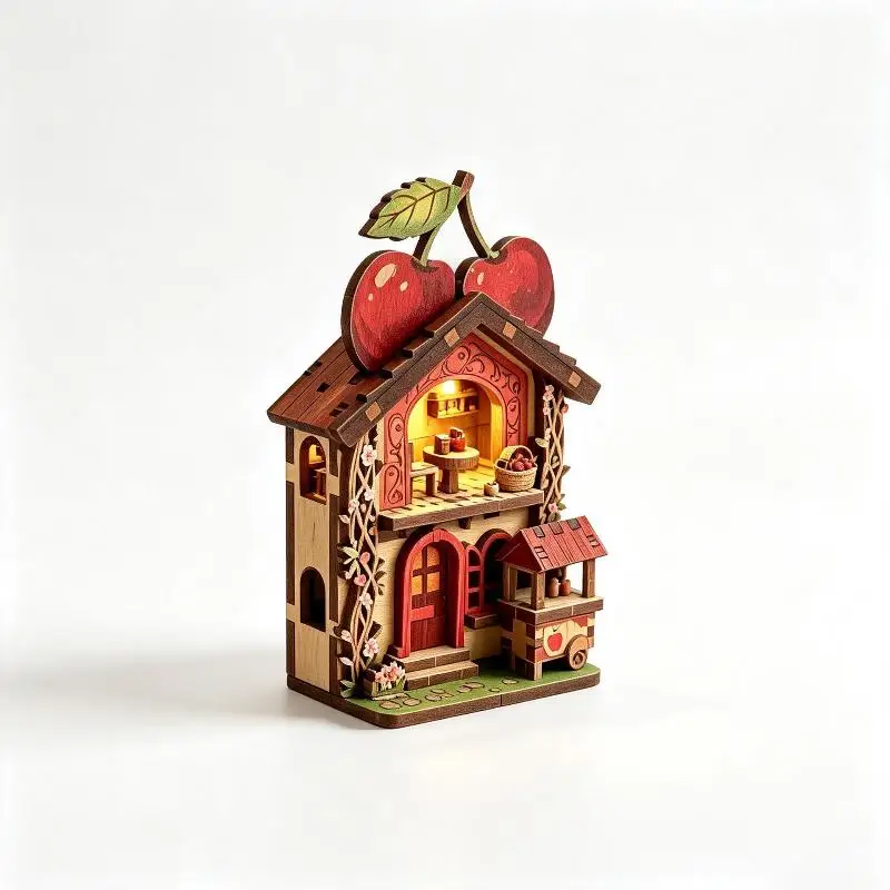 DIY Buchnischen-Kühlschrankmagnet-Set 1 Set Mini-Tierpuppenhaus-Möbelset für Bastler als Heimdekoration und Geschenk – Detail 2