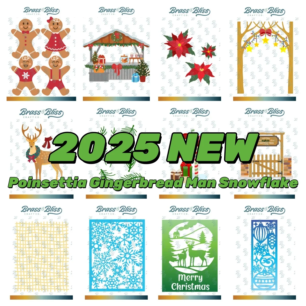 Christmas Poinsettia Gingerbread Man Snowflake Cover Die Cutting for DIY Photo  Decorative Embossing  Make Paper Cards Crafts