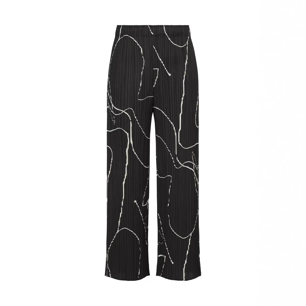 

Miyake Line Print Pants Women's Loose Versatile Commuting Casual Pants High-Elastic Pleated Fashion High-Waist Straight Pants