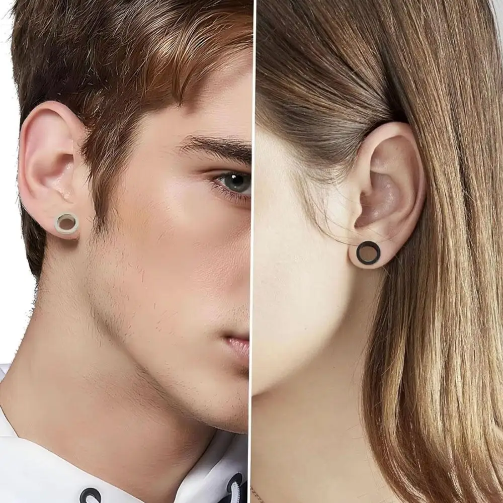 1/2Pairs Black Stainless Steel Ear Plug Flesh Tunnel Expander 1.2-20mm Double Flared Stretcher Screw Fit Body Piercing Jewelry
