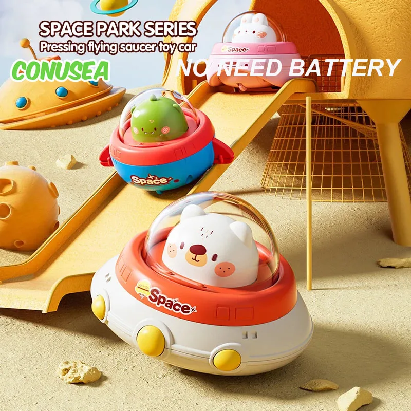 

Cartoon Children's Toy Car Mini Pressing UFO Saucer Toy Car Animal Sliding Cars Model Spacecraft Rabbit Frog Toys for Baby Gifts