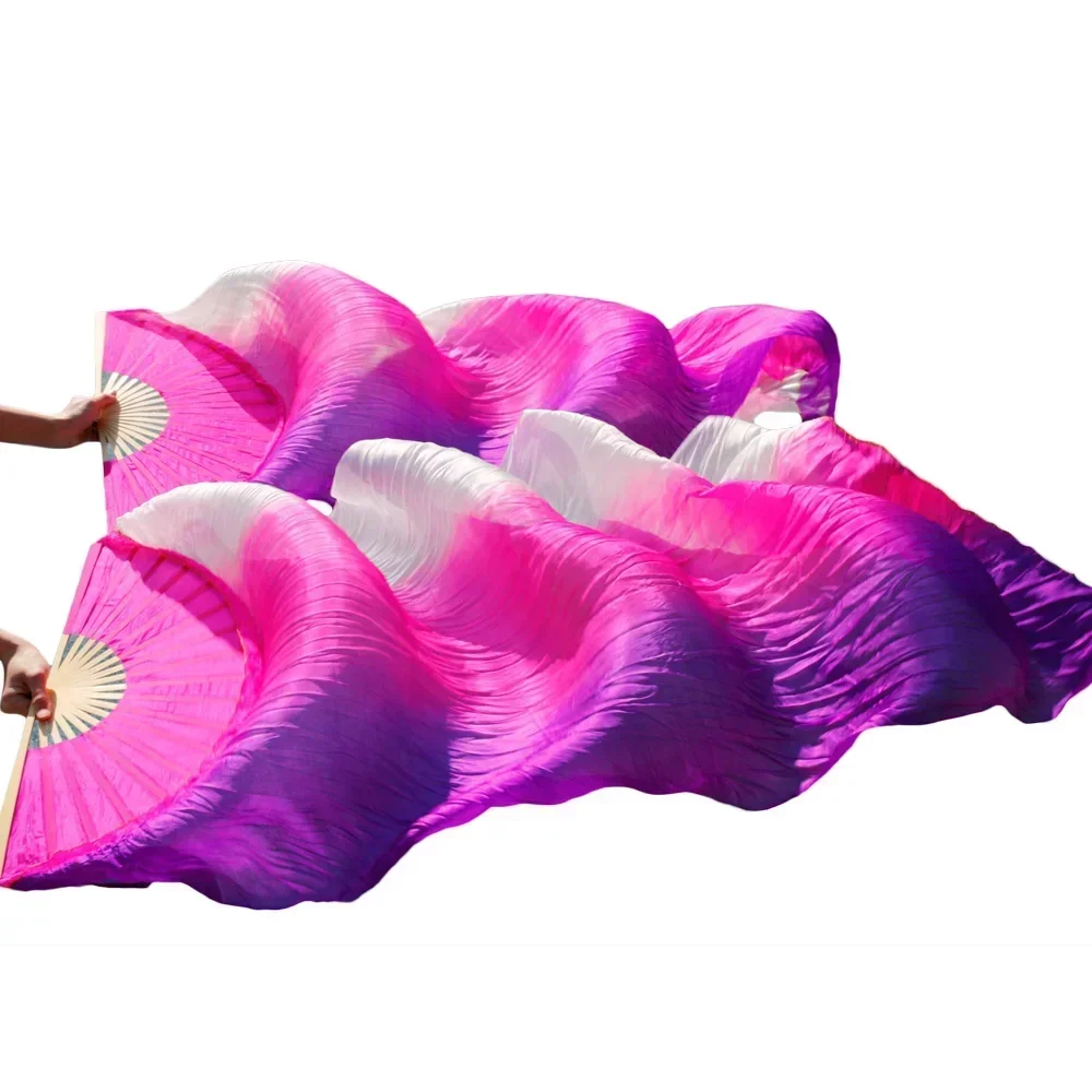 Women's Silk Belly Dance Fan with Bamboo Ribs Natural Silk Stage Performance Prop Dyeable Hand Fan for Cultural Performances