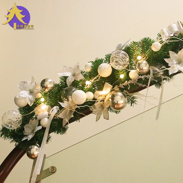 Garland Christmas Decorations 2.7m Christmas Rattan Rattan Hoop Wreath Door Hanger Hotel Window Escalator Pendant Home Decor