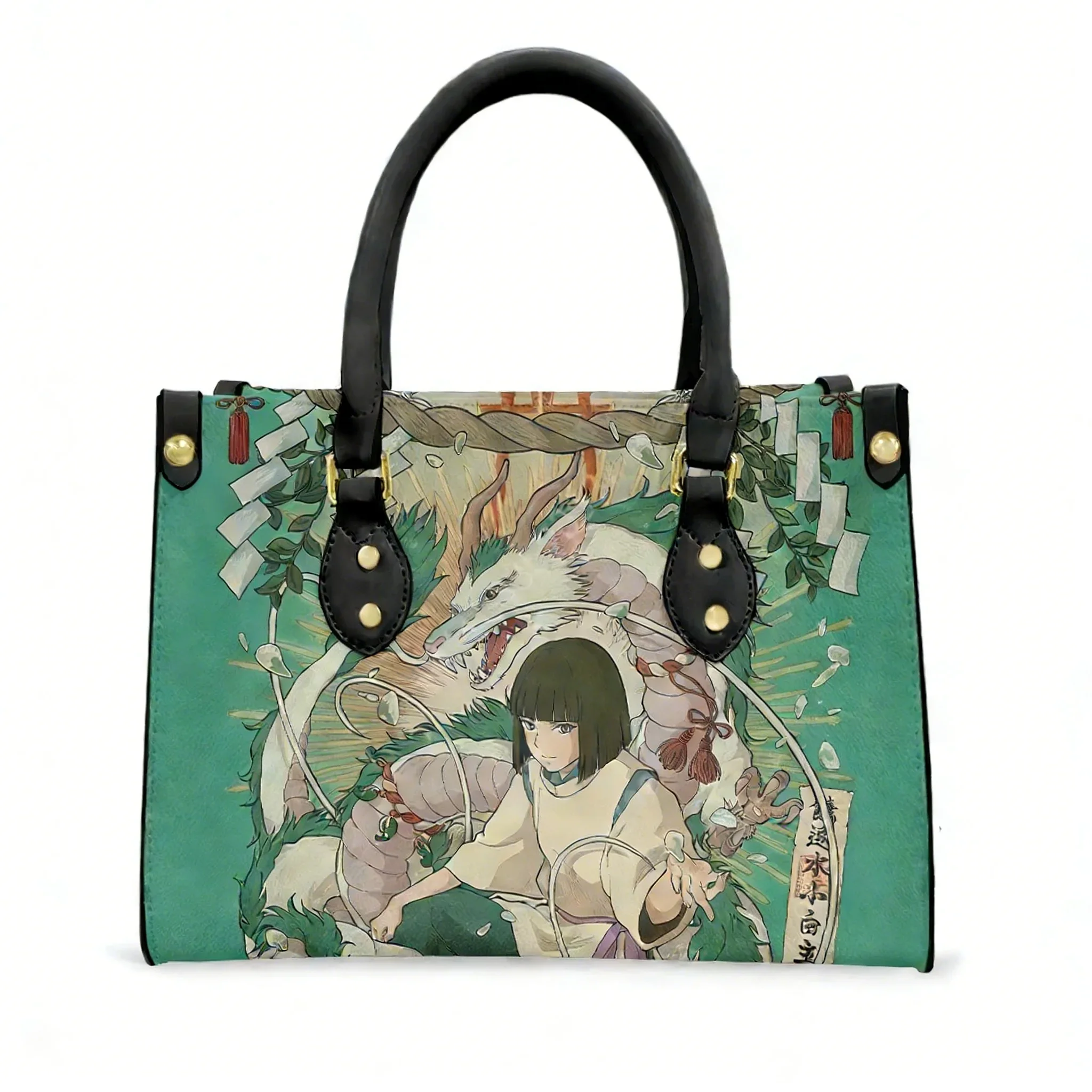 

Hot Anime Tote Bags Purse Women Man Fashion Personalized Text Image PU Leather Customized Handbags Commuter Shopping Gift Bags