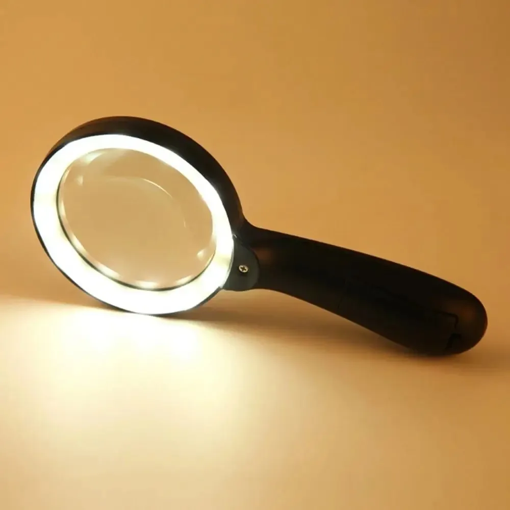 

10X 12 LED Lights Handheld Magnifying Glass Portable HD Loupe Tool for Jewelry Inspection Reading and Repair
