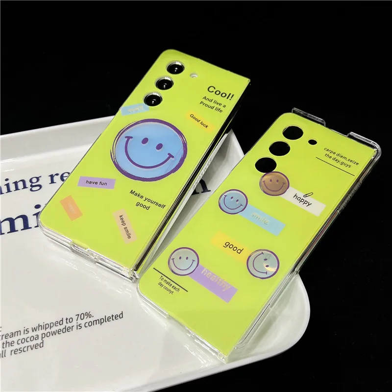 

Laser Phone Case For Samsung Galaxy Z Fold 3 4 5 5G PC Green Cartoon Protective Cover Fold5 Fold4 Shell