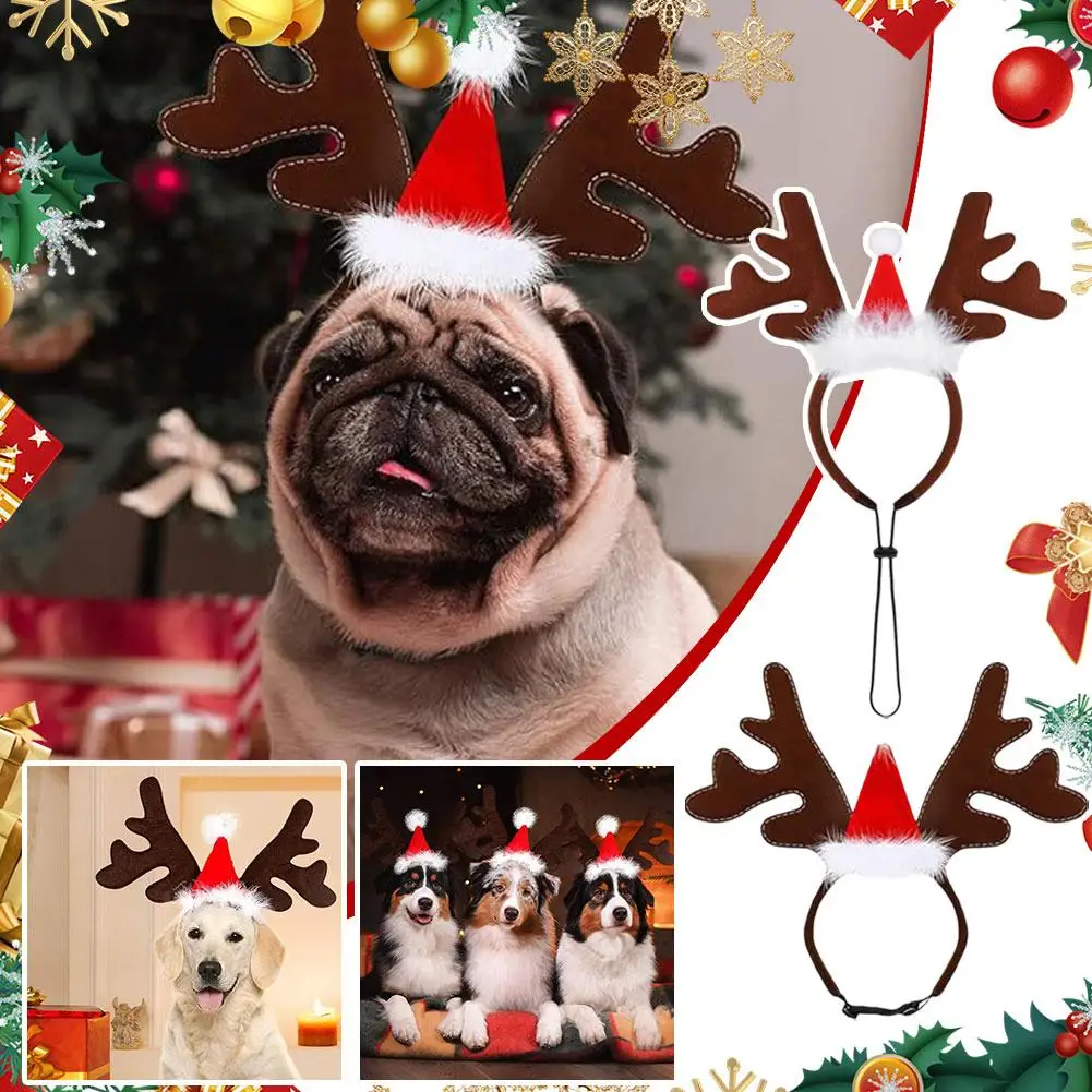 

1Pc Christmas Dog Supplies Elk Reindeer Antlers Headband Hat Cool Christmas Santa Costume Headwear Dog Cute Pet Accessories Z6T2