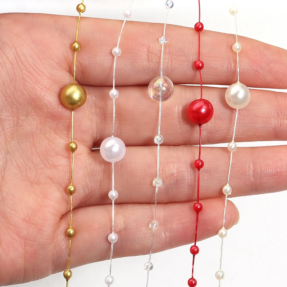 10Yards ABS Imitation Pearl Bead Chain Fishing Line Artificial Pearls String For DIY Wedding Party Garland Headwear Decoration