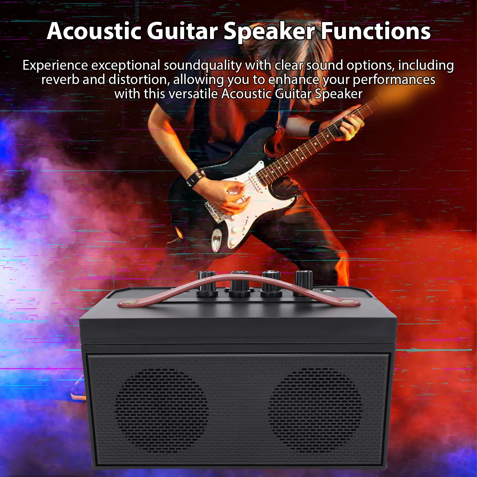 30W Electric Guitar Amplifier Portable Acoustic Guitar BT Speaker with Reverb Distortion Clean Function Guitar Accessories
