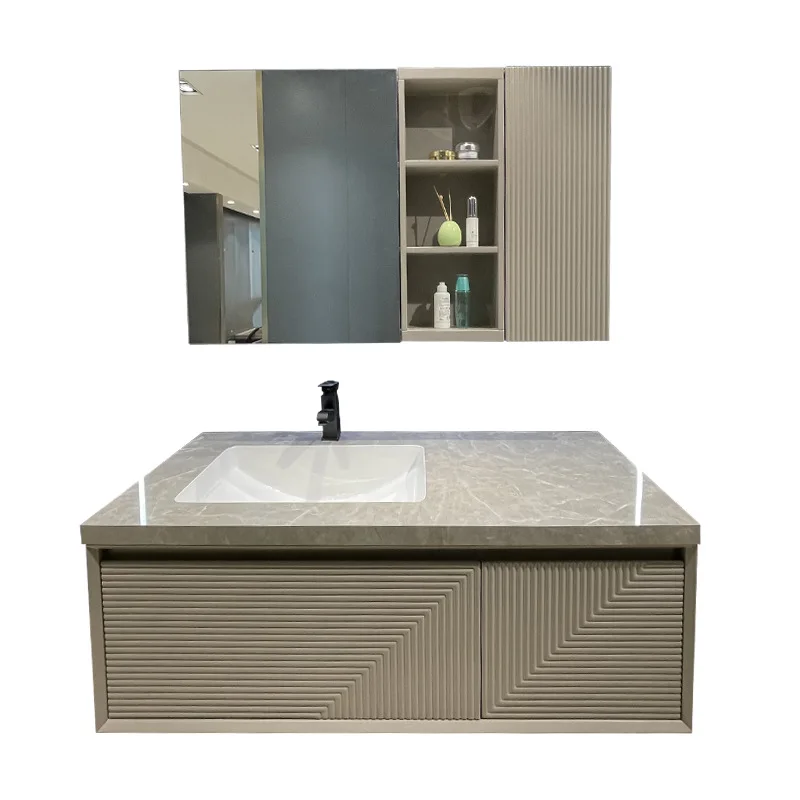 

Modern smart bathroom cabinet combination, rock slab seamless face wash basin, toilet wash basin cabinet