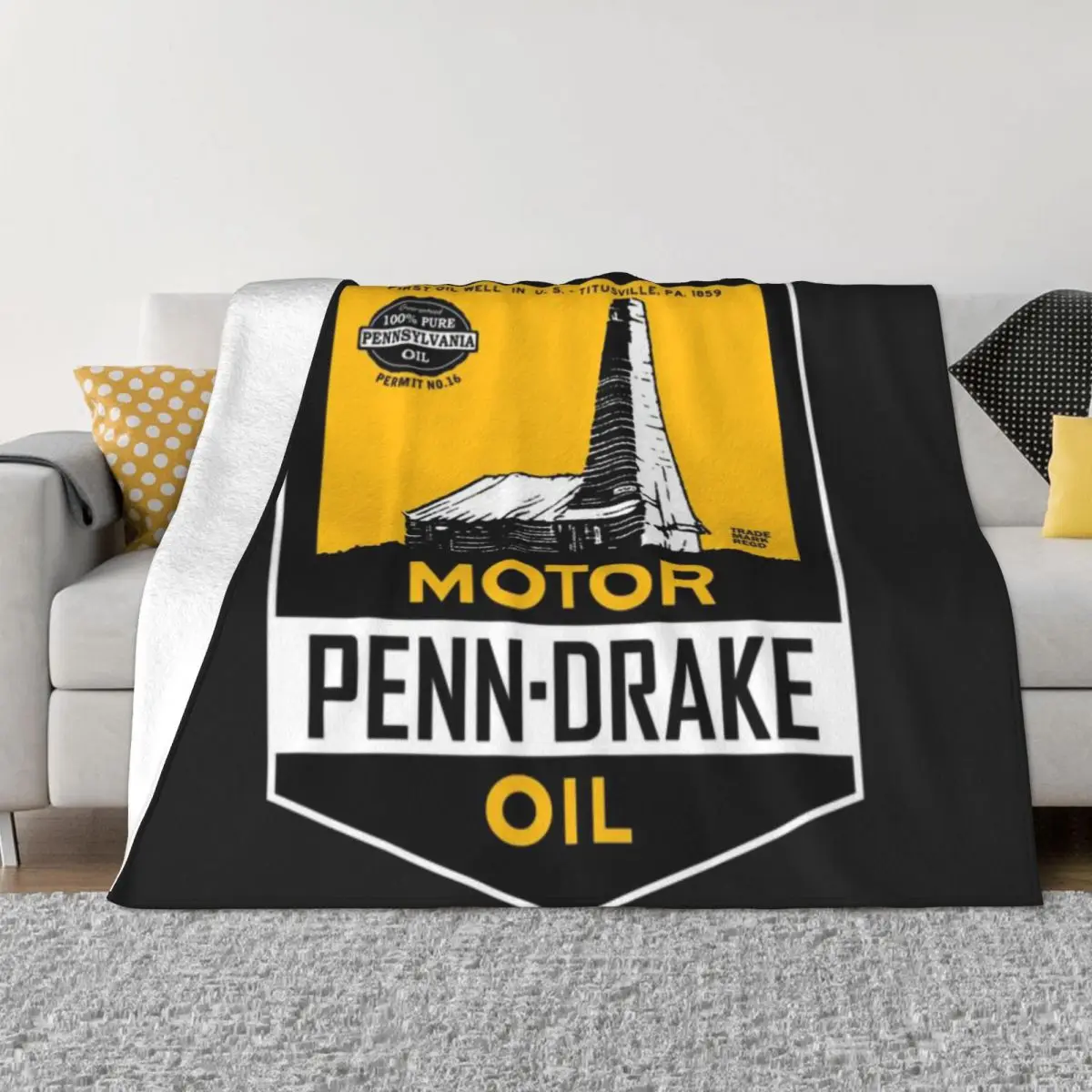 Винтажный знак Penn Drake Motor Oil, персонализированное удобное вечернее ультра-мягкое одеяло из микрофлиса Винтажный знак Penn Drake Motor Oil, персонализированное удобное вечернее ультра-мягкое одеяло из микрофлиса