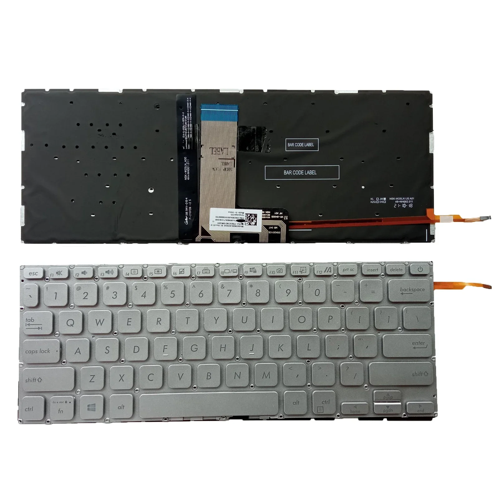 

Клавиатура с подсветкой США для ASUS VivoBook 14 X415JA X415JANS X415JF X415JP X415EA X415EA, серебристая
