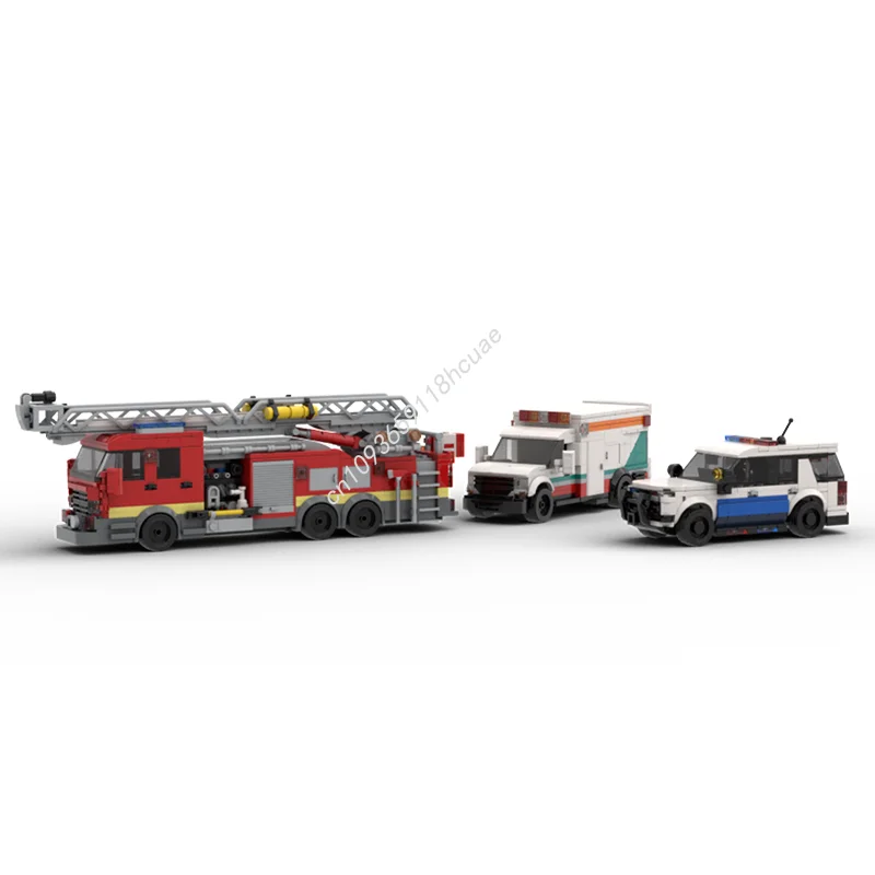 1211pcs MOC Emergency Vehicles Bundle City Model Building Blocks Architecture Creative DIY Toy Christmas Gifts Idea Education
