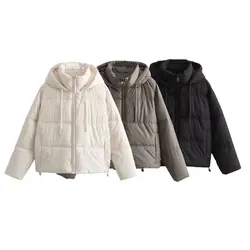 2024 autumn new women's clothing fashionable temperament versatile short style hood cotton coat thick jacket jacket