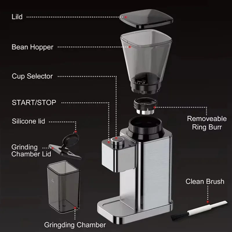 Household Stainless Steel Hand-brewed, Espresso Grinder Electric Grinder Coffee Machine