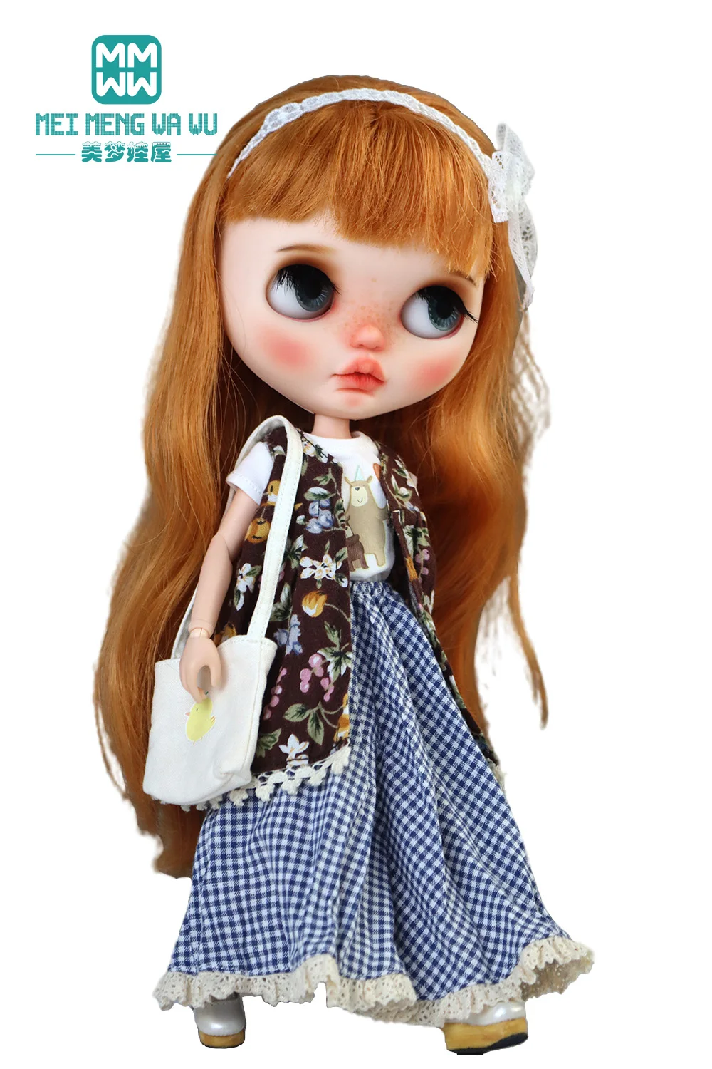 Doll Clothes Fits 28-30cm Blyth Azone OB22 OB24 Fashion T-Shirts Plaid Skirts Doll Gifts