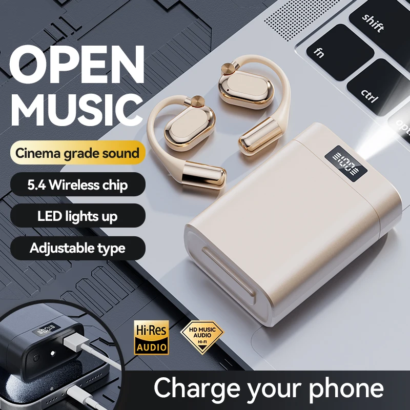 Новые беспроводные Bluetooth-наушники Power Bank с экраном дисплея, длительным сроком службы батареи, подвесные наушники, удобно носить