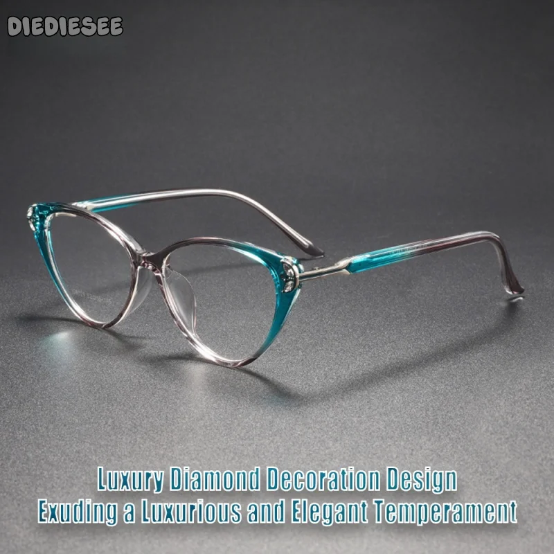 

DIEDIESEE Trendy Anti Blue Light Diamond Studded Flat Light Glasses Can Be Paired With Myopia And Hyperopia Eyeglass Frames 6029