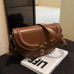 Saddle Small Crossbody Bags For Women 2023 Trend Luxury Designer PU Leather Shoulder Bag Ladies Underarm Handbags And Purses