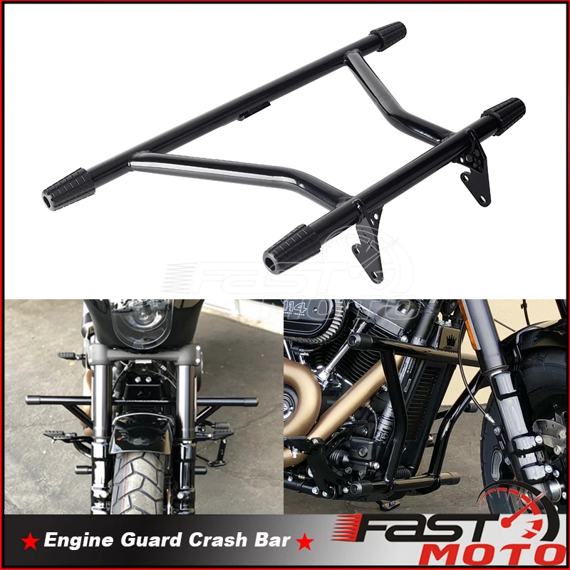 

Black Front Crash Bar Protector Highway Guards For Harley Softail FXBB S FXST FXLR FXLRS T FXFB 114 FXFBS 2018-up Engine Guard