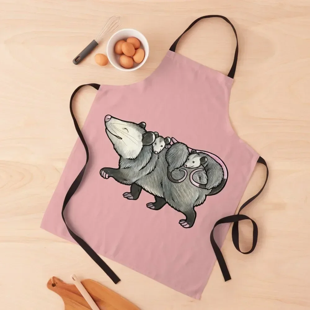 

Opossum with babies Apron cook wear Chef jacket men Customizable Woman New year's Apron