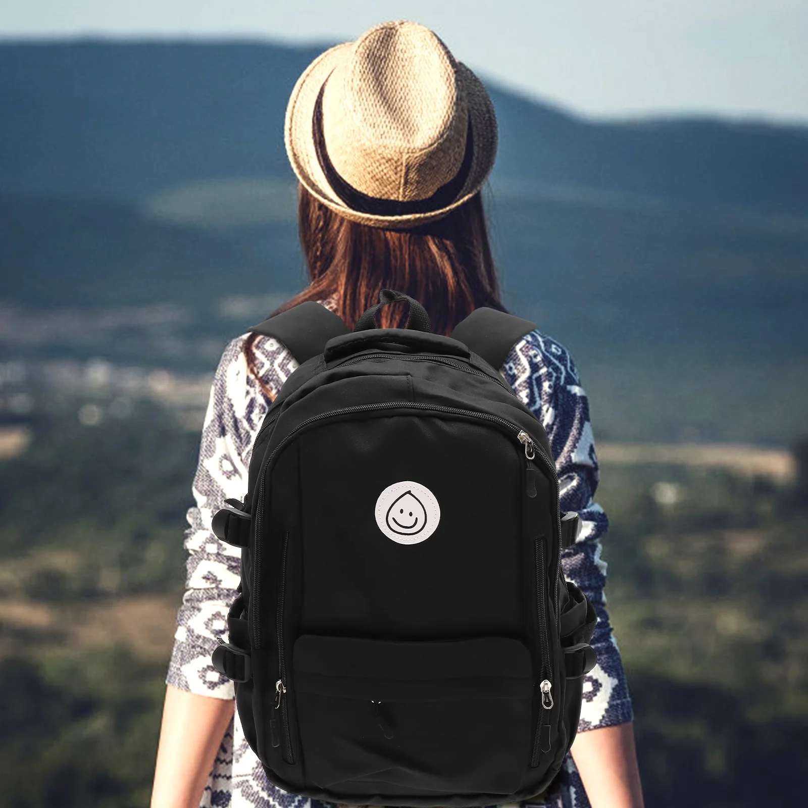 1Pcs Student Backpack Large Capacity Nylon Schoolbag Double Side Pockets Outdoor Bag Organizer for Books Keys Stationery