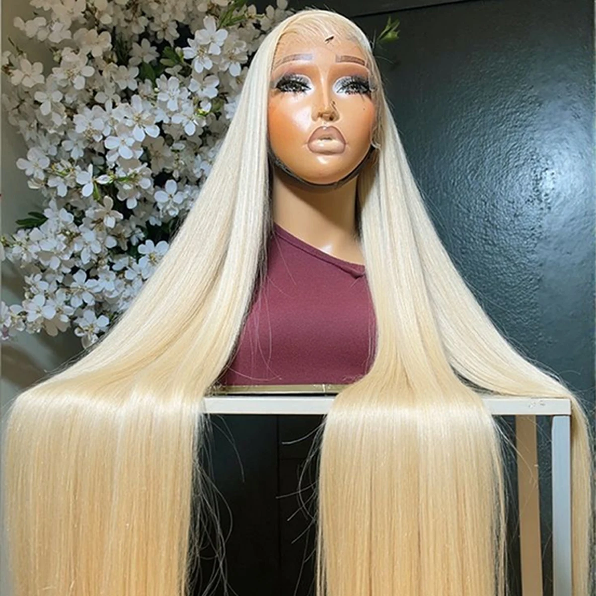 613 HD Transparent Lace Frontal Wigs 13x6 Blonde Bone Straight 100% Human Hair Wigs Pre Plucked High Density Brazilian Real Hair